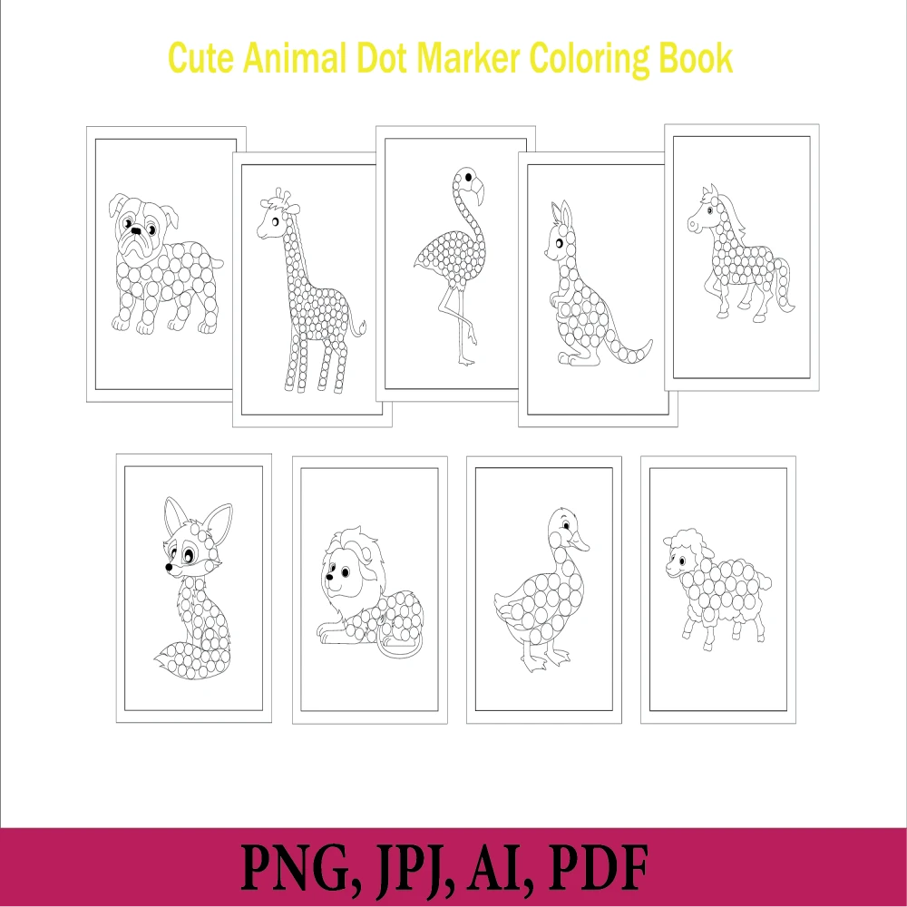 Cute animal dot marker coloring book dot marker do a dot dot marker coloring books for toddlers dot marker activity instant download animal coloring pages coloring sheets dot marker printable pages