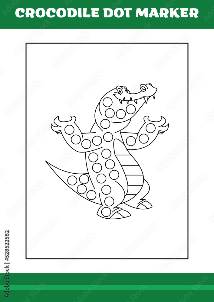 Education dot marker for children crocodile dot marker coloring page for kids vector