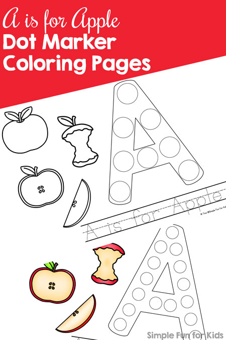 A is for apple dot marker coloring pages day of apple printables
