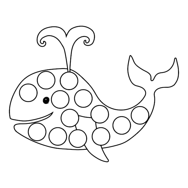 Premium vector ocean animals dot marker coloring pages for kids