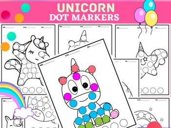 Unicorn coloring pages dot markers