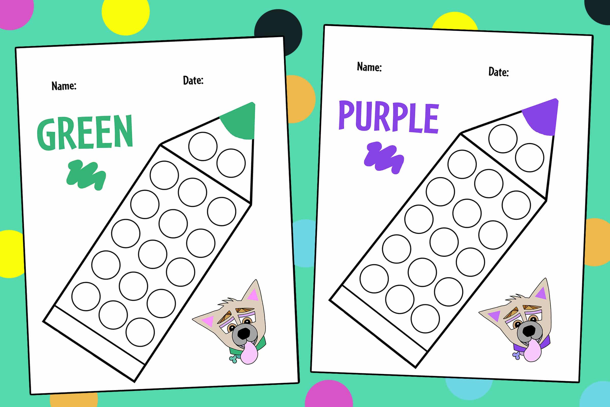 Free preschool dot dot marker printables by color â the hollydog blog