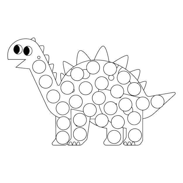 Premium vector dinosaur dot marker coloring pages for kids premium vector