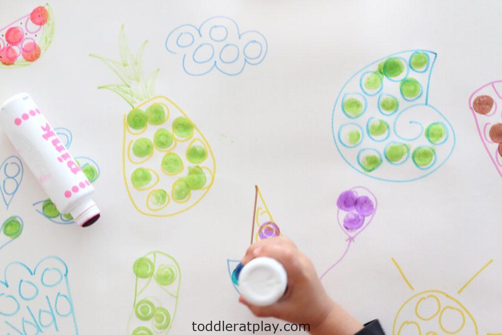 Giant dot marker coloring page summer theme