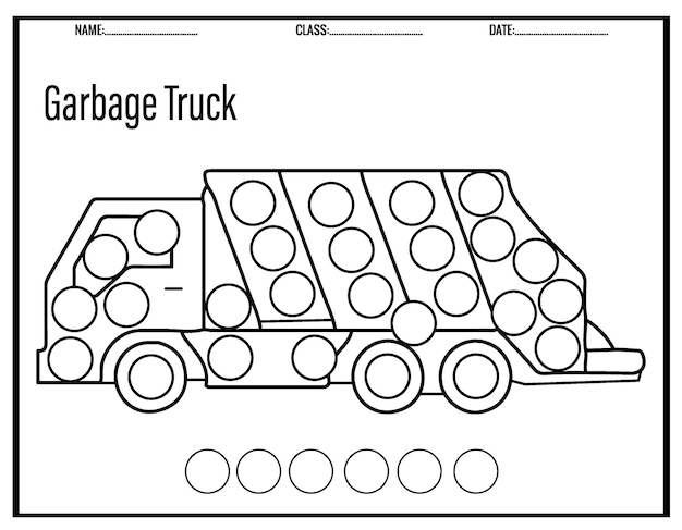Premium vector coloring pages transportation vehicle dot markers coloring for kids