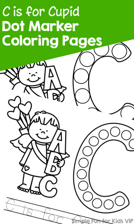 Dot marker coloring pages for learning the alphabet