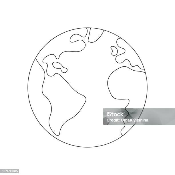 Coloring book page for preschool children with earth sketch to color vector illustration isolated on white background vector illustration stock illustration