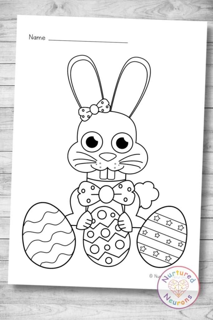 Easter bunny coloring page printable pdf