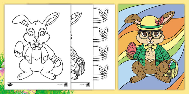 Funky easter bunny coloring sheets easter usa