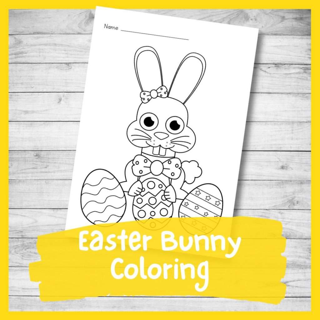 Easter bunny coloring page printable pdf