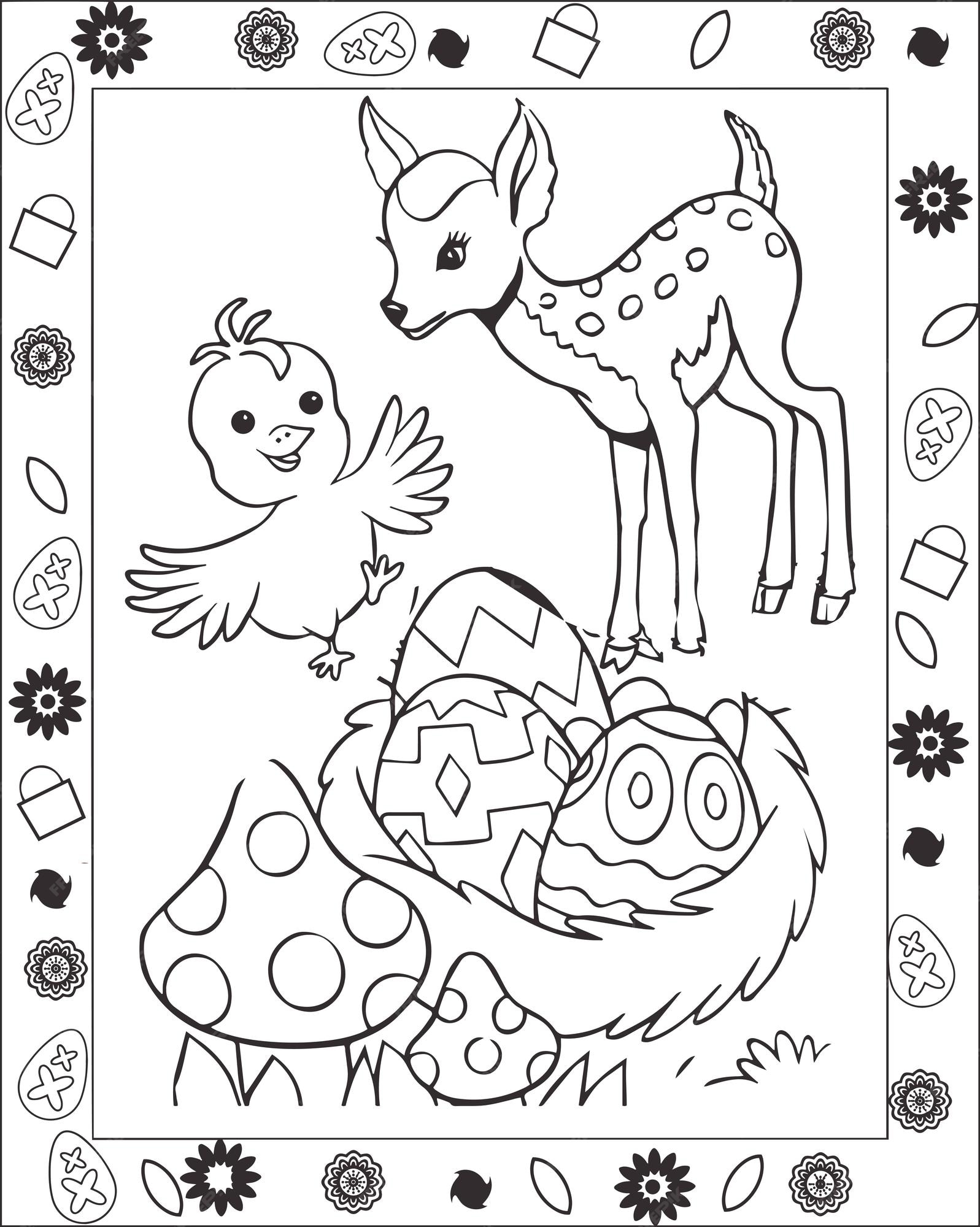 Premium vector easter coloring page for kids