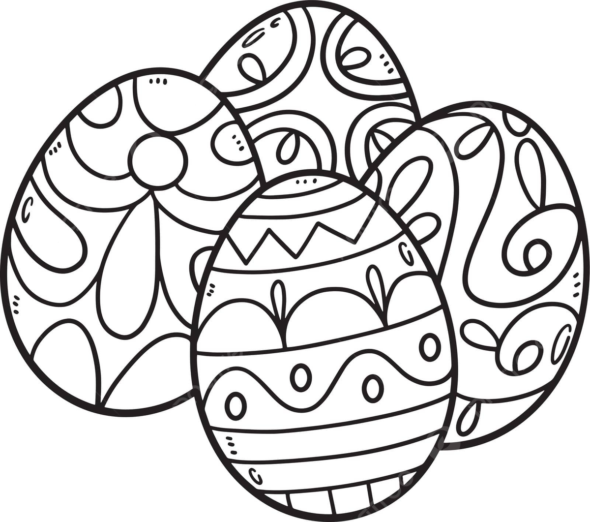 Easter egg coloring page for kidsset of four isolated eggs vector cross jesus christ sacrifice png and vector with transparent background for free download