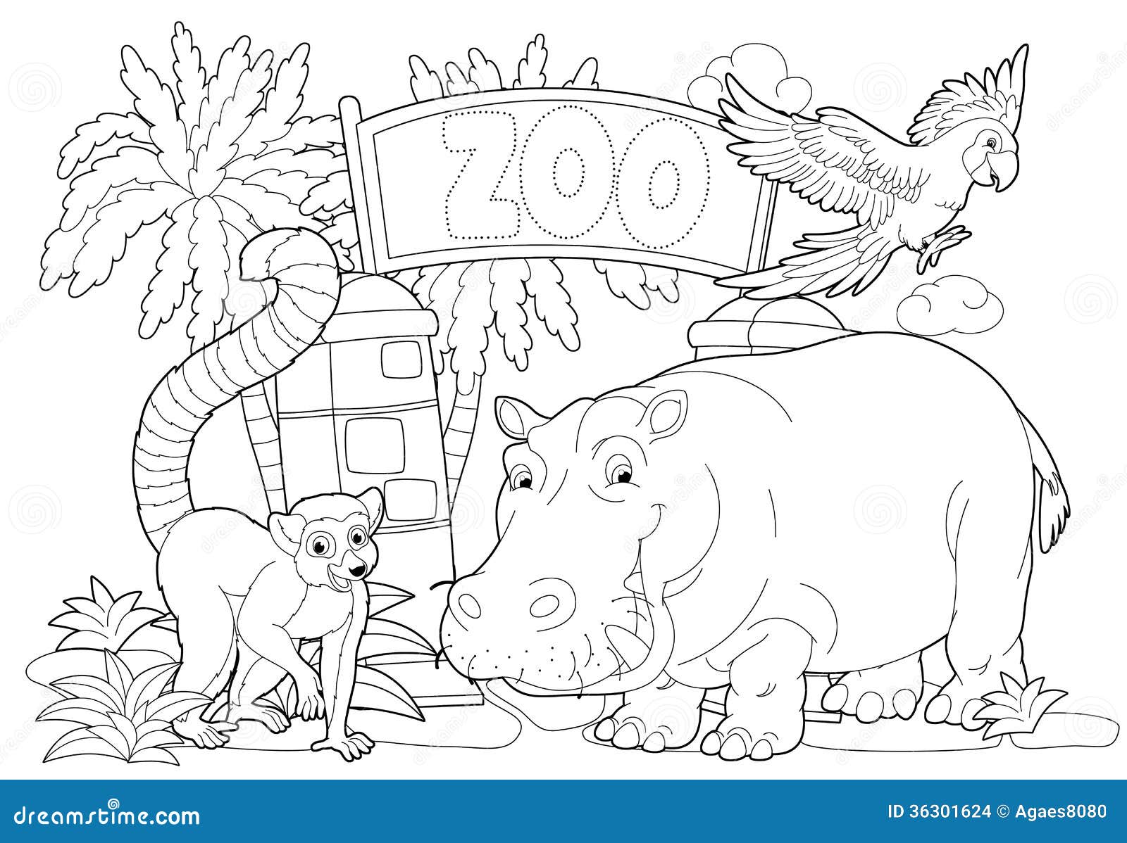 Zoo coloring stock illustrations â zoo coloring stock illustrations vectors clipart