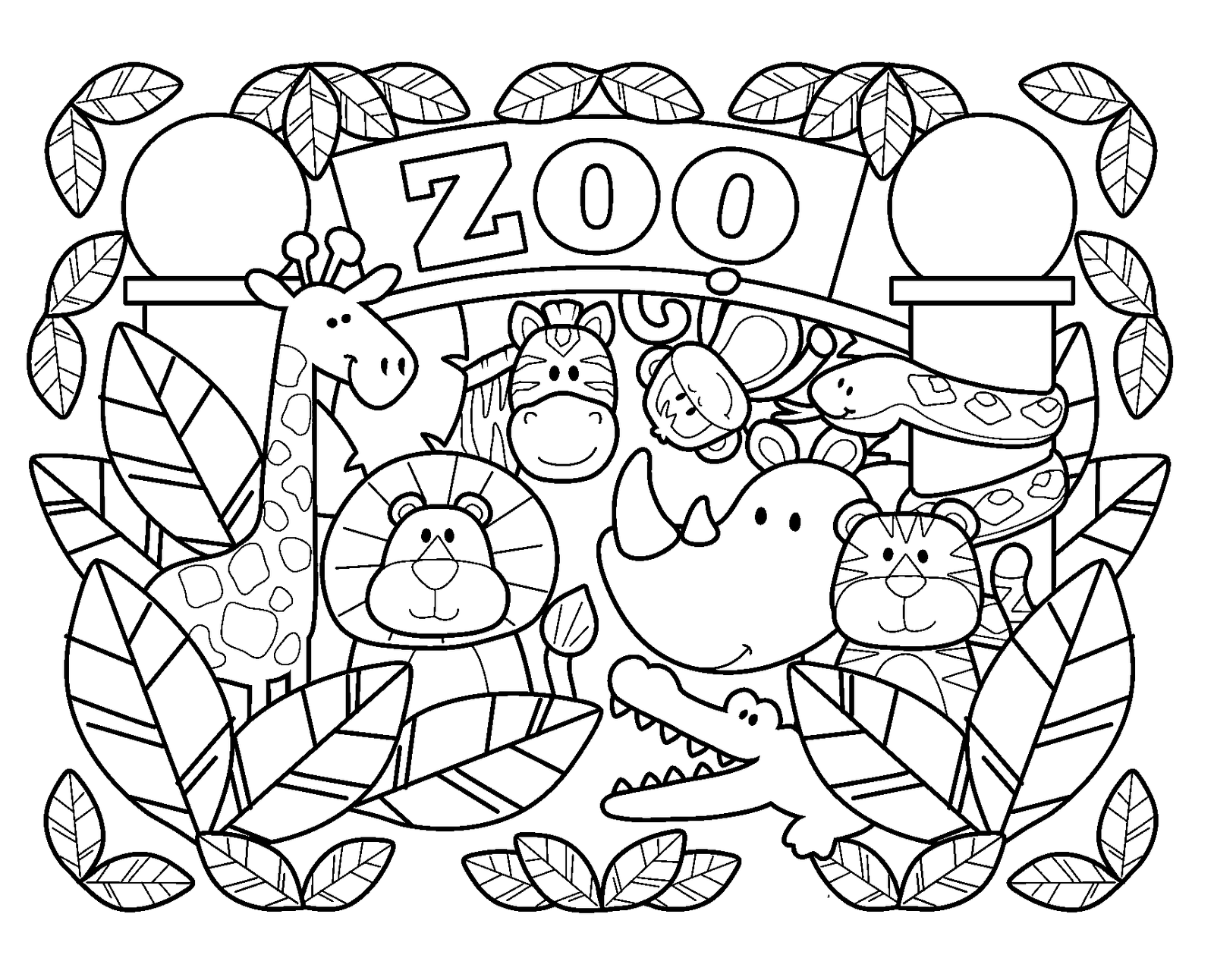 Zoo coloring pages printable for free download