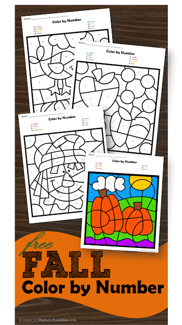 Ð free free fall color by number printable worksheets