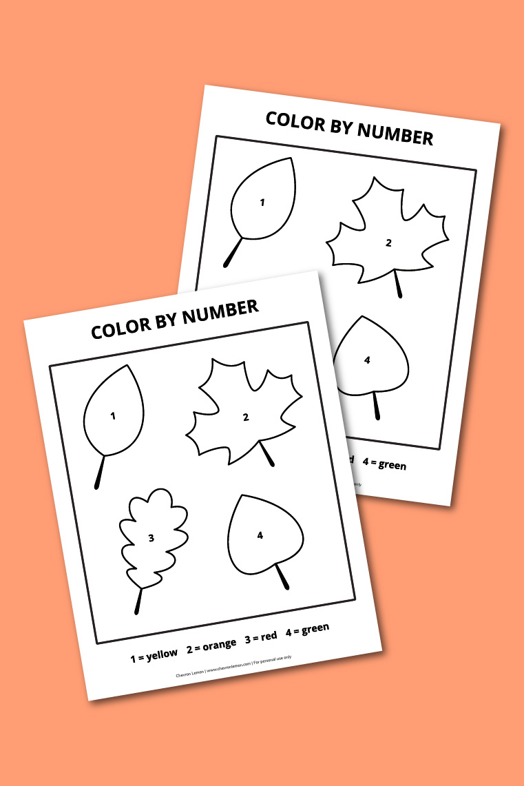 Printable fall leaves color by number page