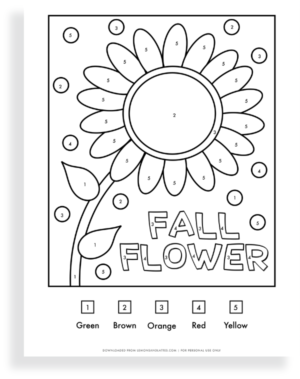 Fall color by number printables