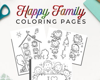 Printable happy family coloring pages for kids