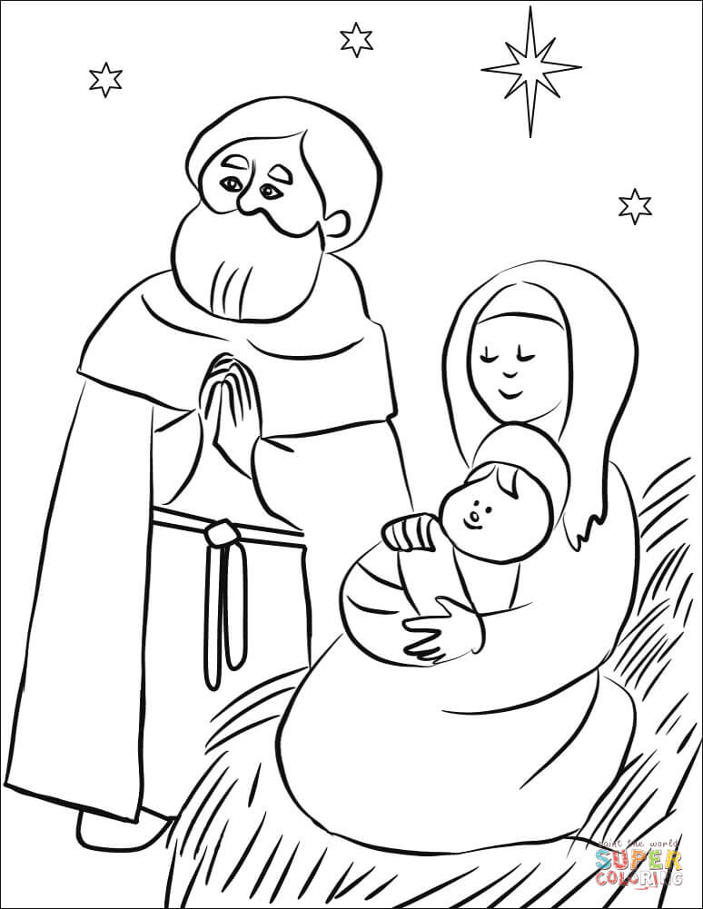 Holy family coloring page free printable coloring pages