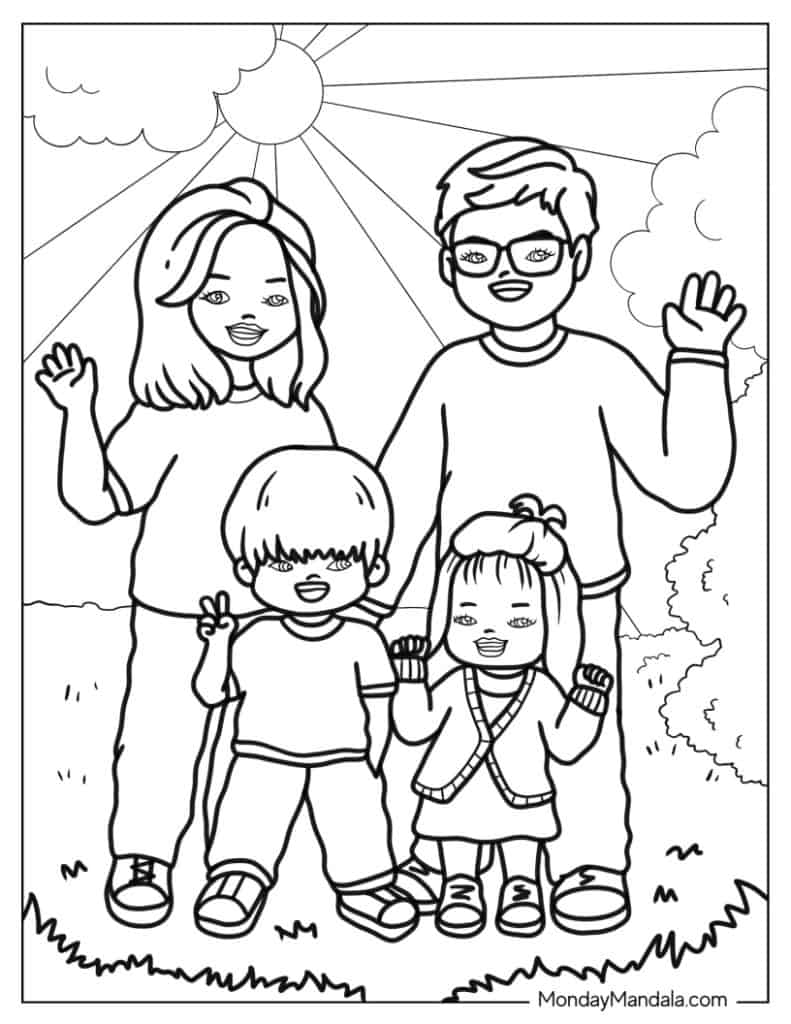 Family coloring pages free pdf printables