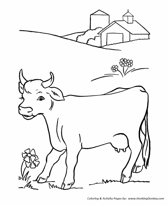 Farm animal coloring pages printable cow coloring page and kids activity sheet