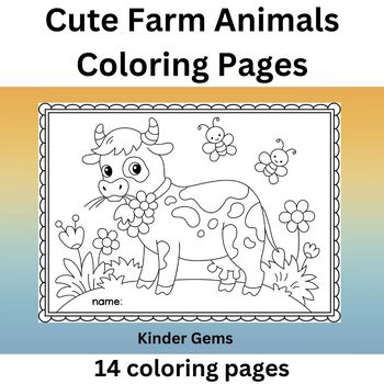 Cute farm animals coloring pages preschool kindergarten first grade