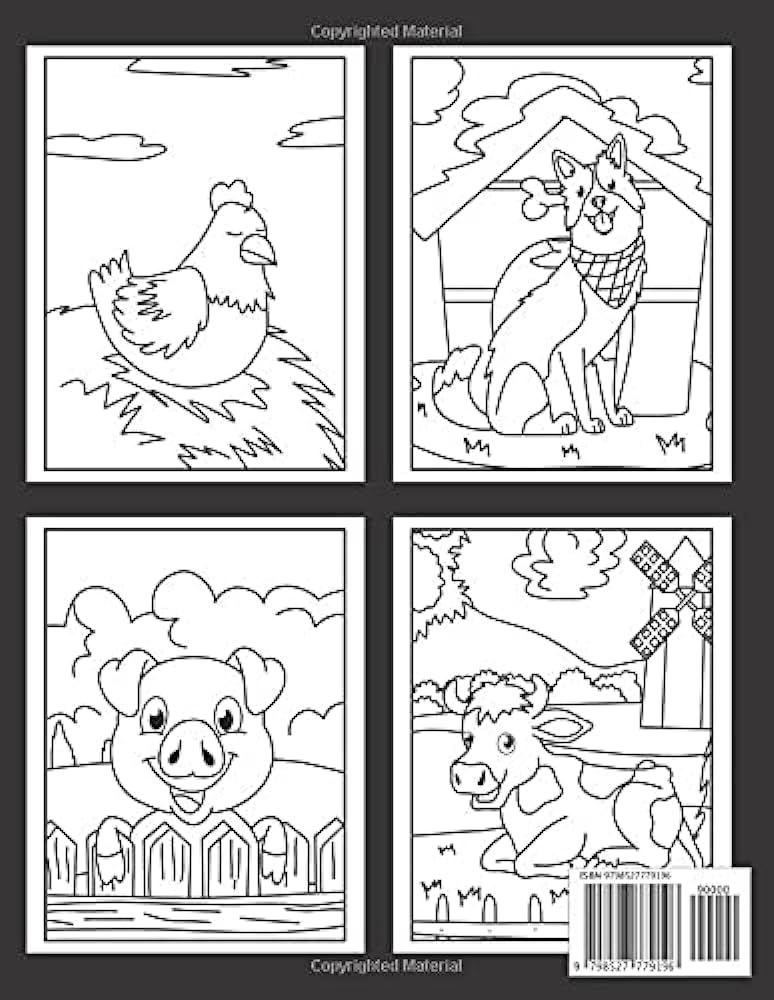 Farm animals coloring book for kids easy coloring pages for preschool and kindergarten cute farm animal coloring book for kids coloring books for kids kids activity books