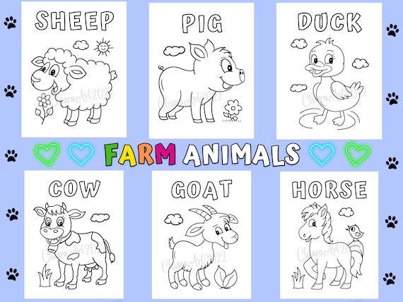 Farm animal coloring pages preschool and up cute farm animal coloring printable sheep pig goat cow duck hen coloring barn coloring pdf