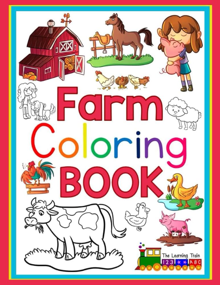 Farm loring book farm animals loring book for toddlers preschool and kids the learning train books