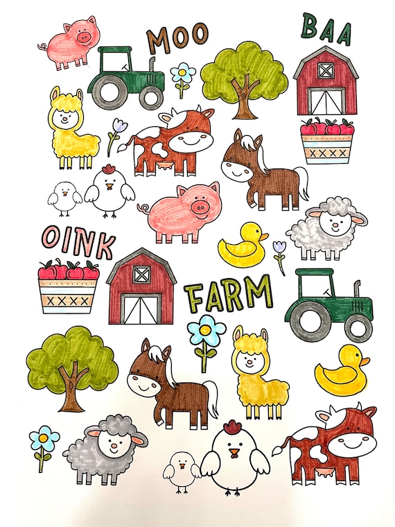 Farm animals coloring page animals coloring page coloring pagescolouring page kids learning activities kids farm art coloring page