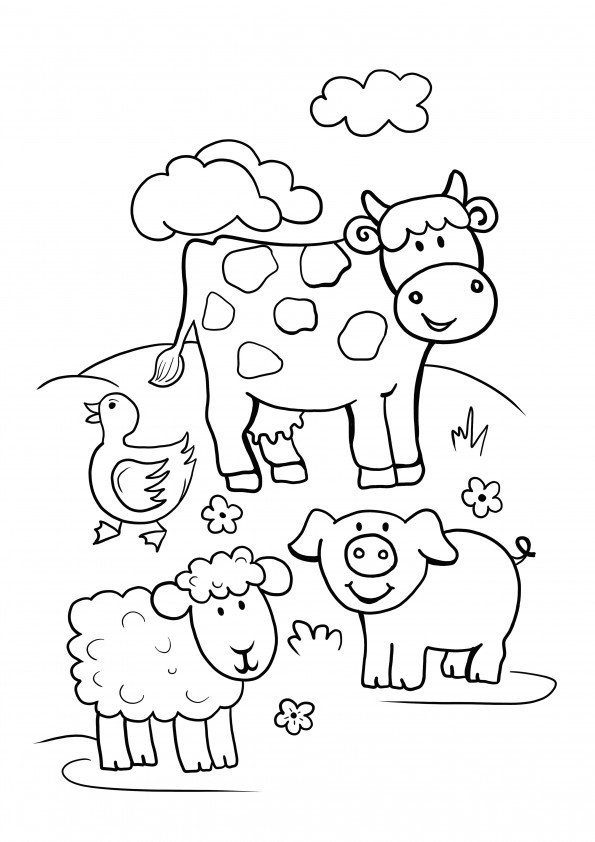 Farm animals free printable and easy coloring pages