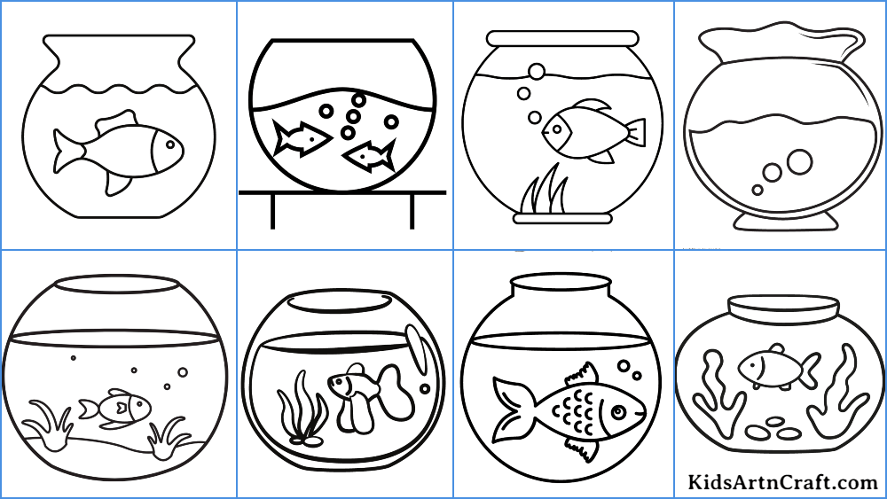 Fish bowl coloring pages for kids â free printables