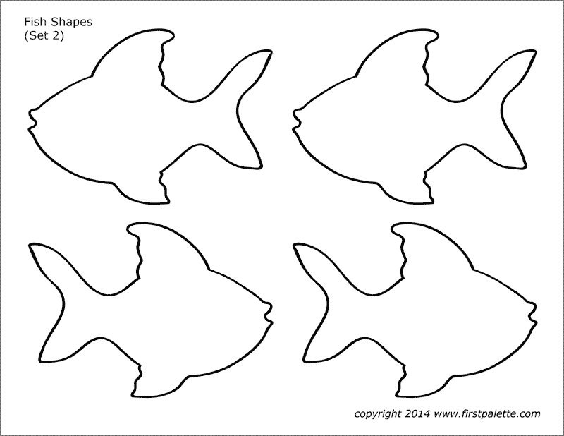 Fish shapes free printable templates coloring pages