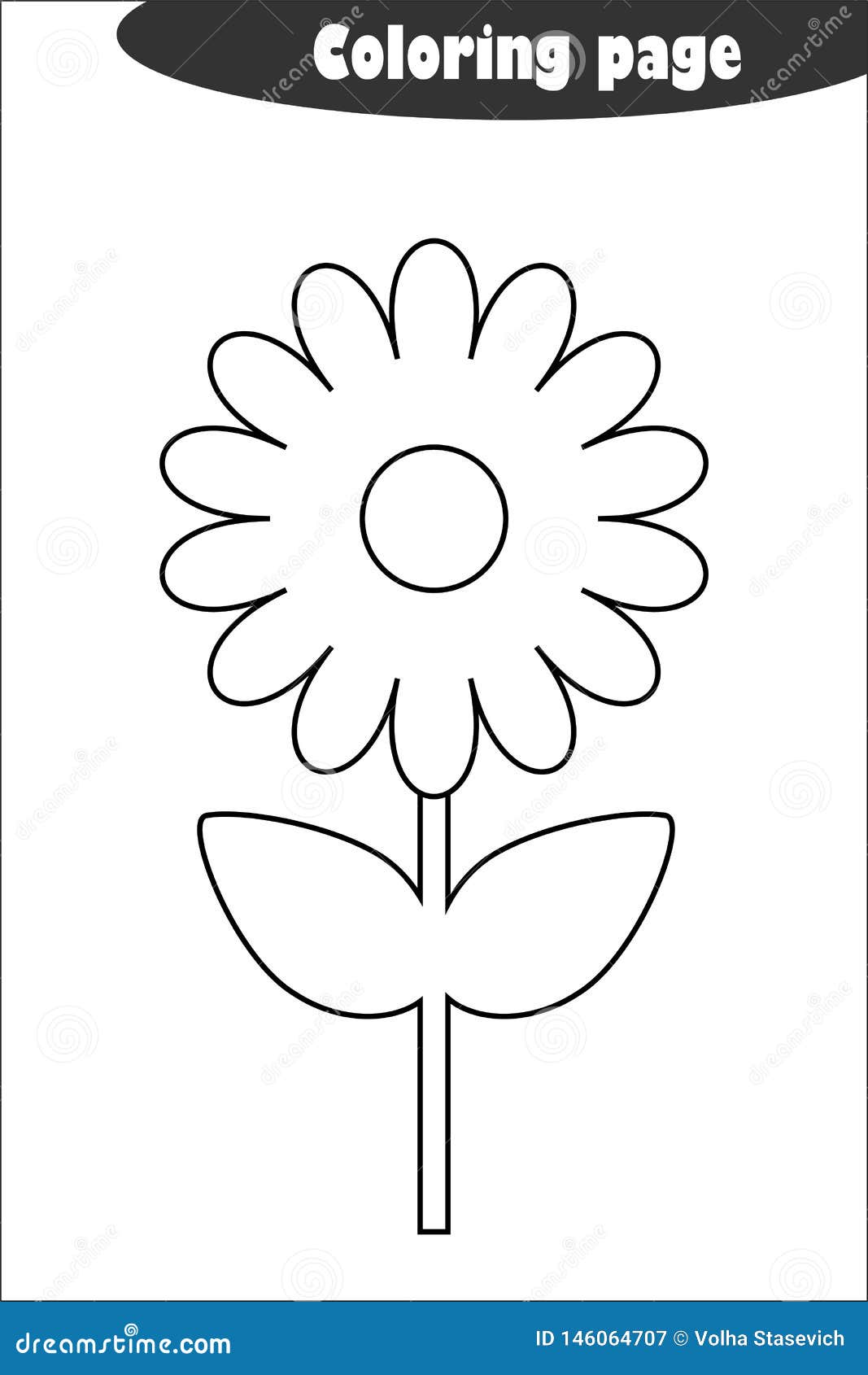 Flower in cartoon style coloring page spring education paper game for the development of children kids preschool activity stock illustration