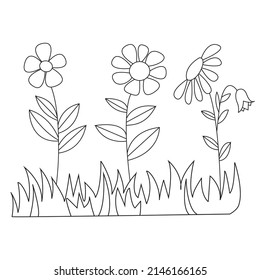 Beautiful easy flowers coloring book preschool stock vector royalty free