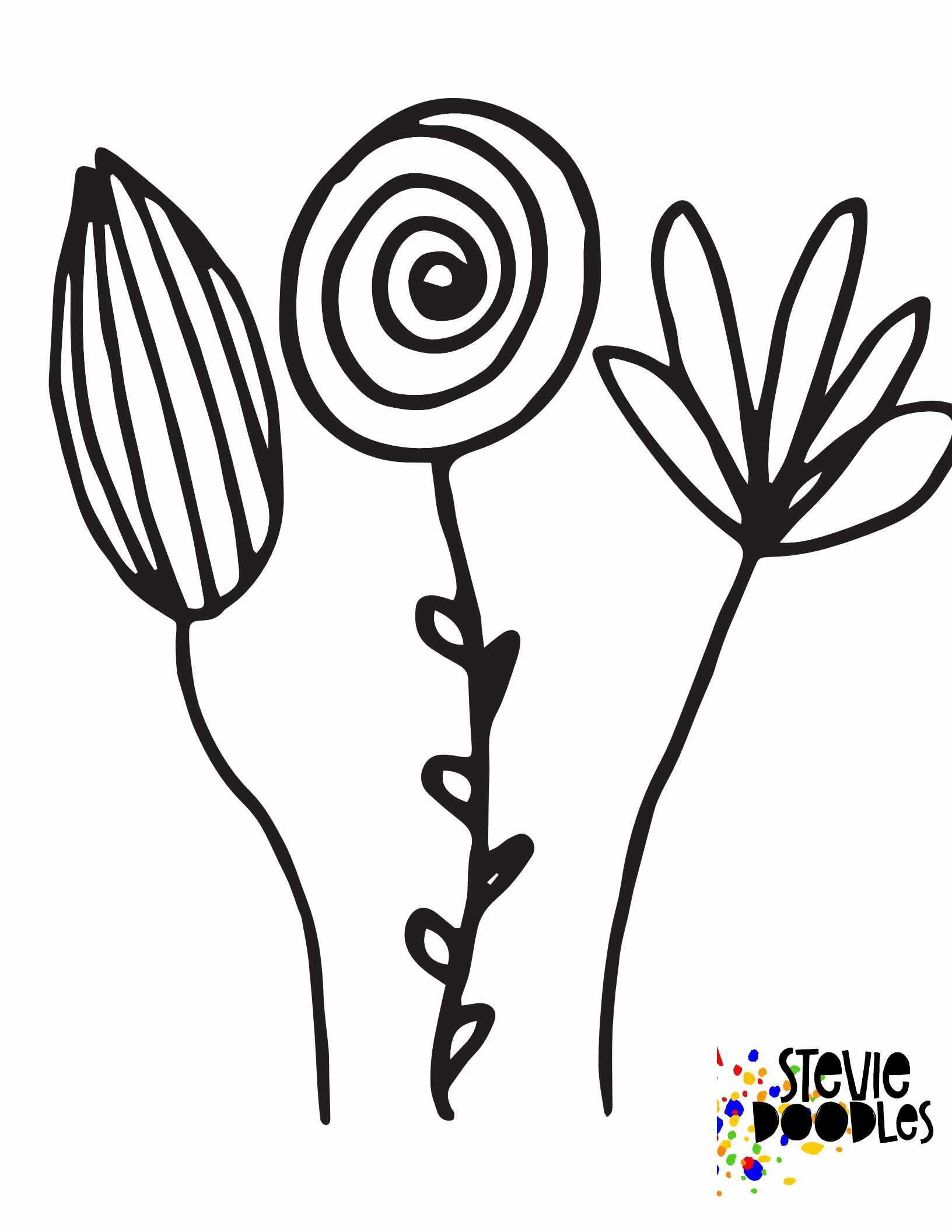 Free flower coloring pages â stevie doodles