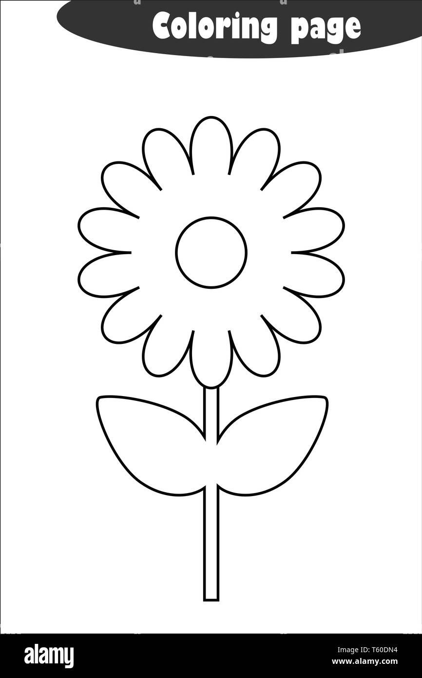 Flower in cartoon style coloring page spring education paper game for the development of children kids preschool activity printable worksheet stock vector image art