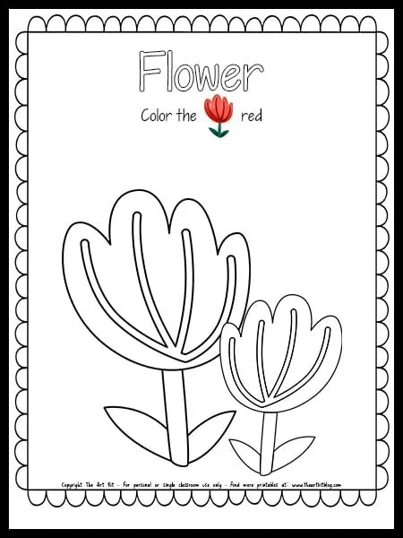 Color the flower red coloring page free printable â the art kit