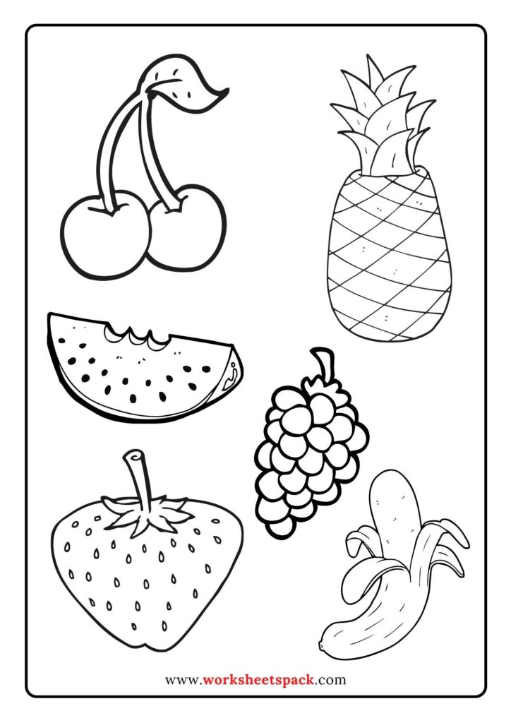 Free summer fruit coloring pages for preschool