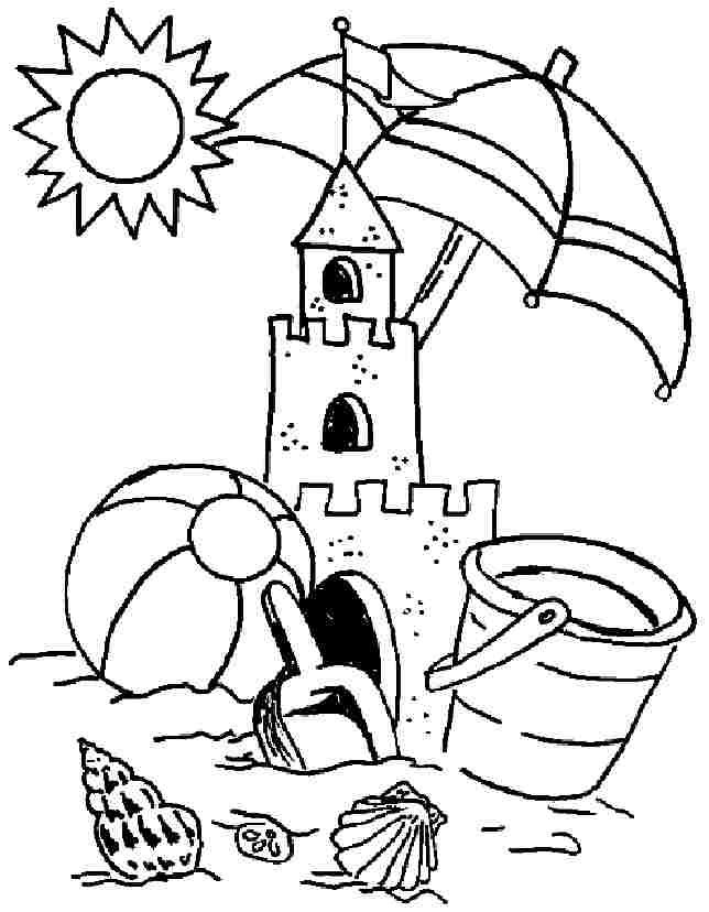 Preschool beach coloring pages