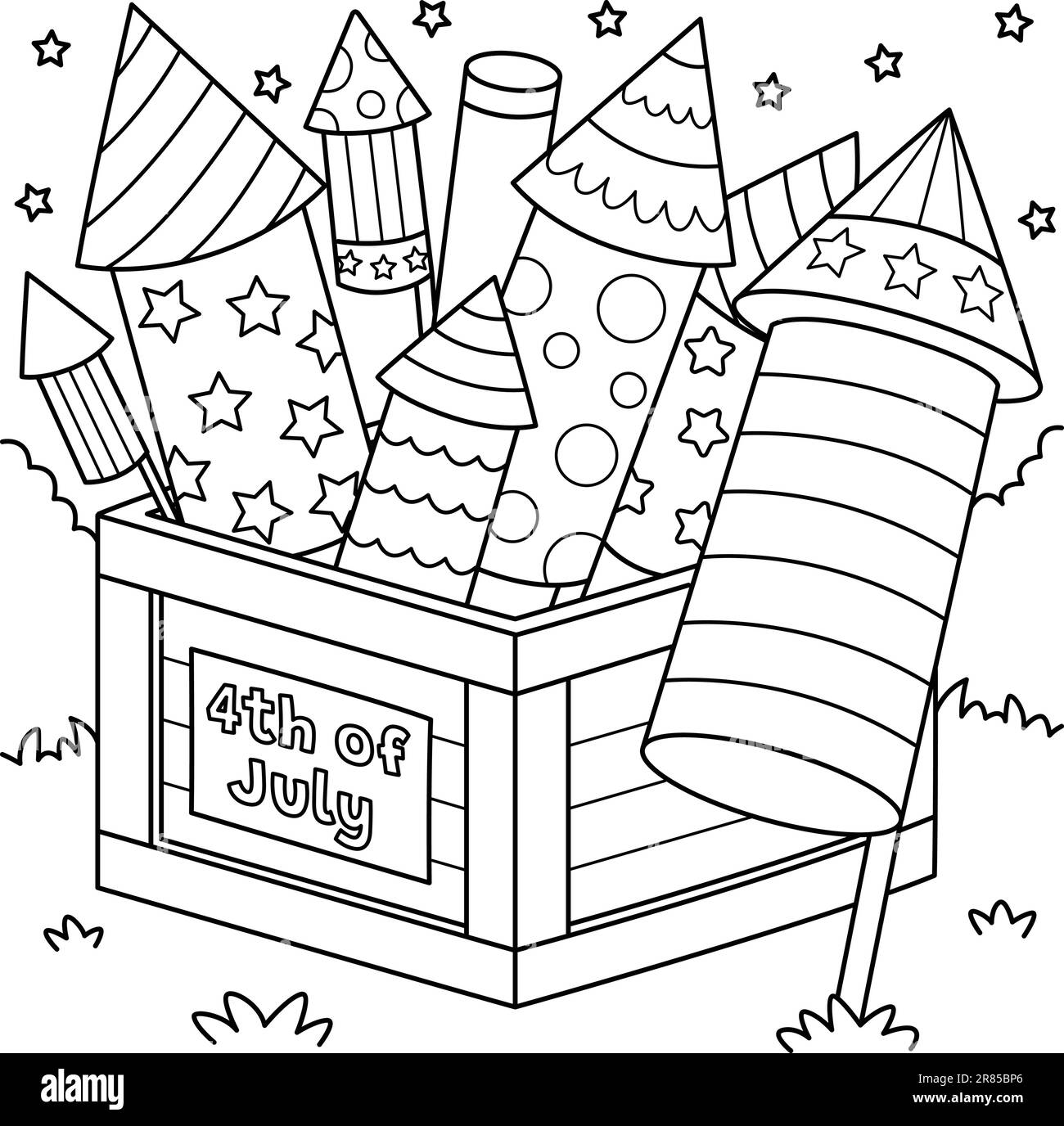 Th of july fireworks coloring page for kids stock vector image art