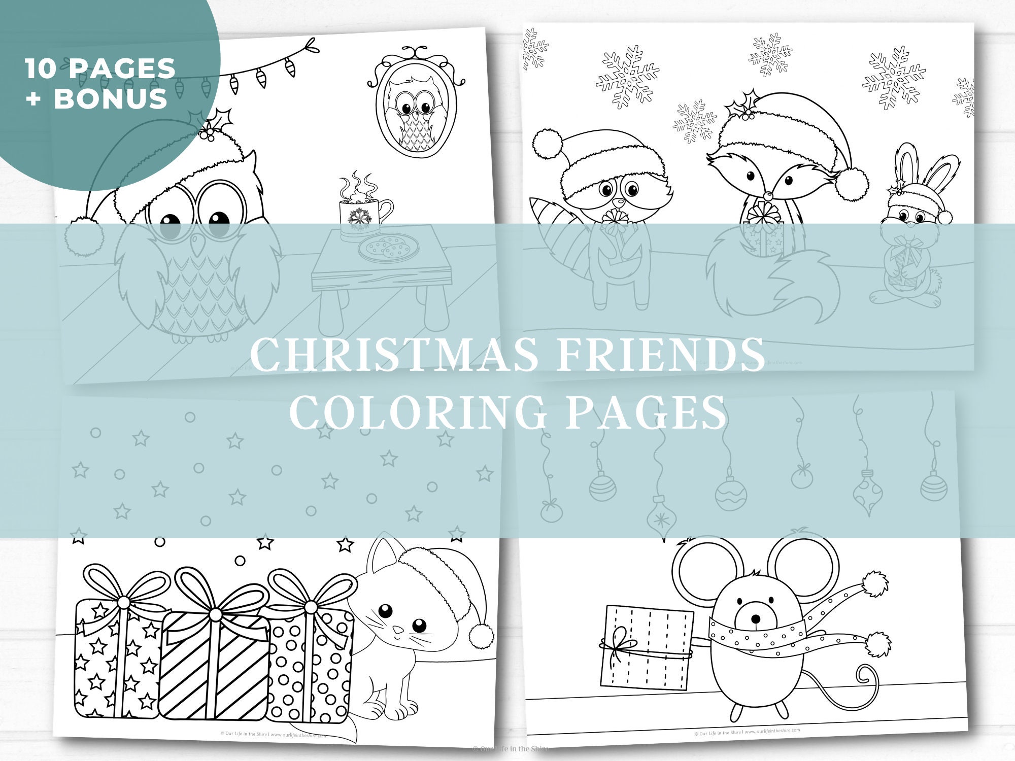 Christmas animals coloring pages activities for kids toddlers preschool kindergarten first grade homeschool printable winter fun