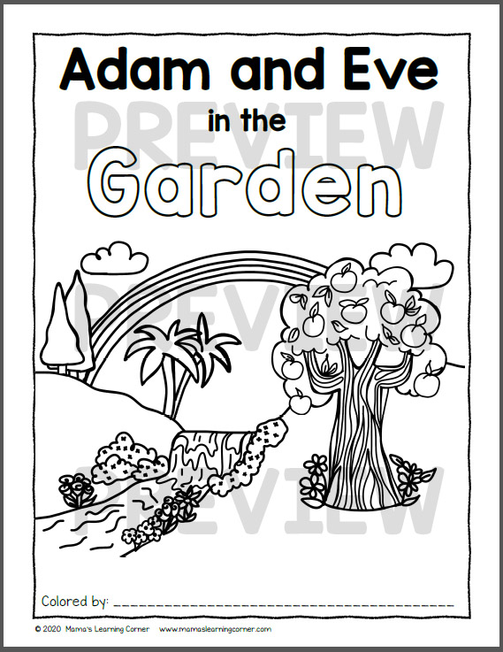 Adam and eve in the garden coloring pages