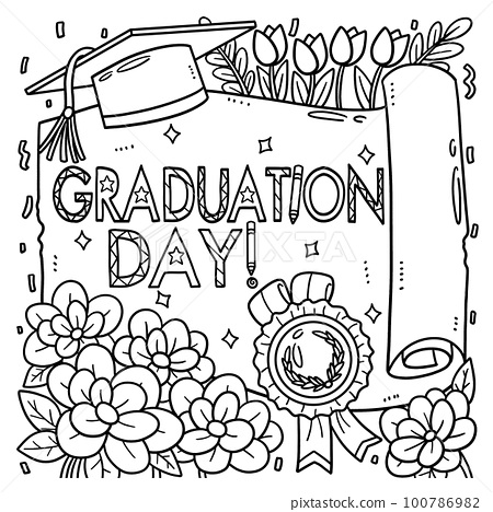 Graduation day coloring page for kids