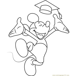 Mickey mouse plete his graduation coloring page for kids