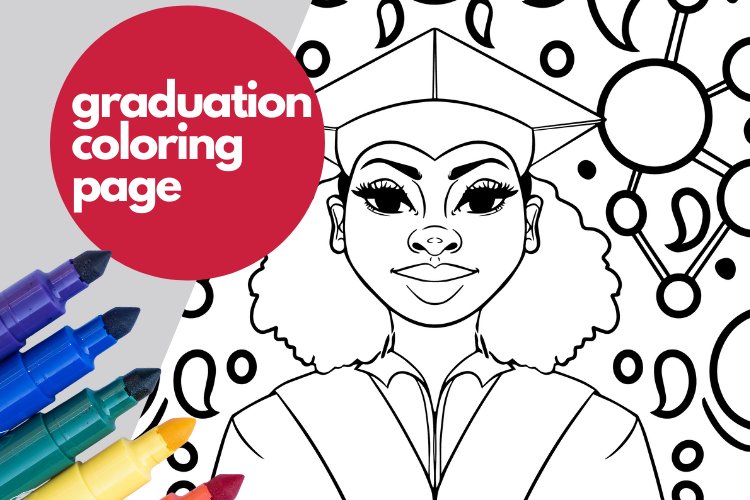 Graduation coloring pages design bundles