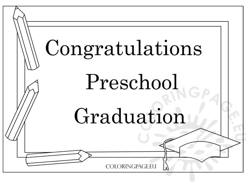 Preschool graduation certificate template coloring page