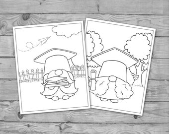 Printable graduation gnome coloring for kids graduation activity coloring pages kids coloring sheets