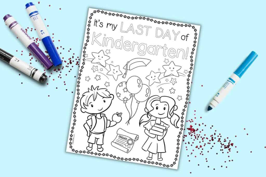 Free printable last day of kindergarten coloring page