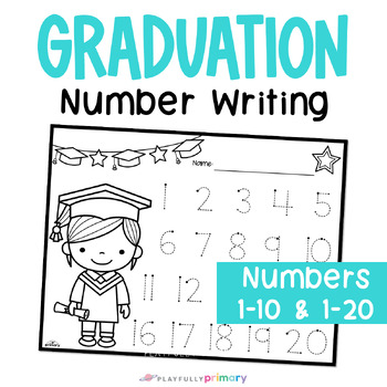 Kindergarten graduation coloring pages number tracing by playfully primary